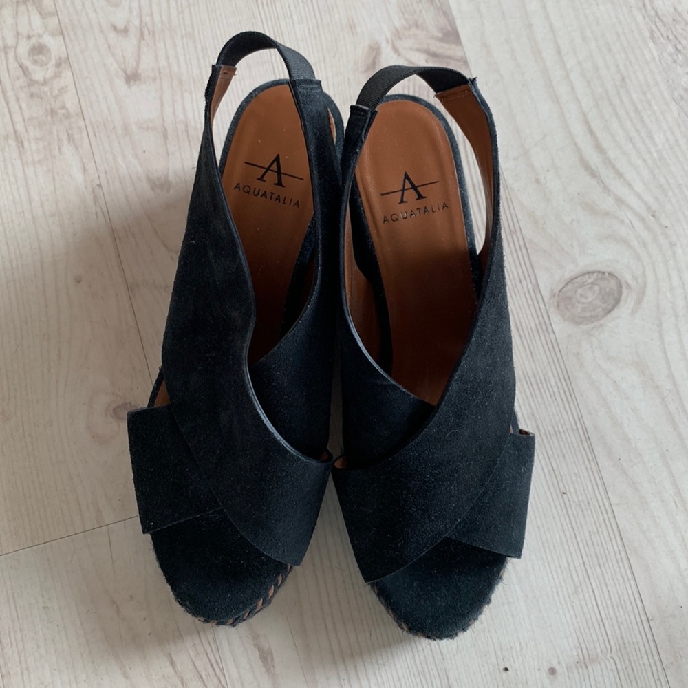 Aquatalia  suade Wedge Slide Sandal - Black